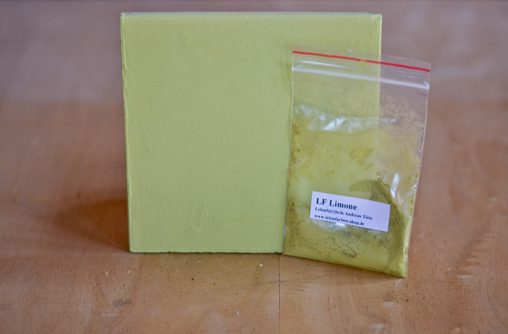 Bild 1 von Lehmfarbe Limone (Gelb-Grün) samtrauh  / (Menge) 0,25 kg
